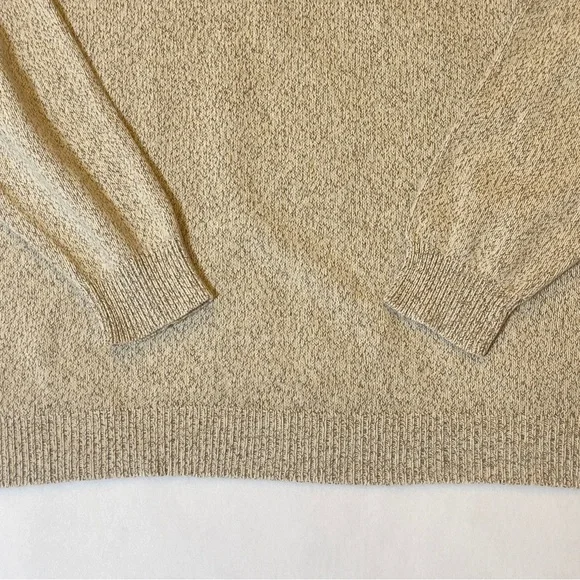 Men’s XL Textured Cotton Sweater Neutral Beige V-Neck Knit Pullover - Picture 4 of 9